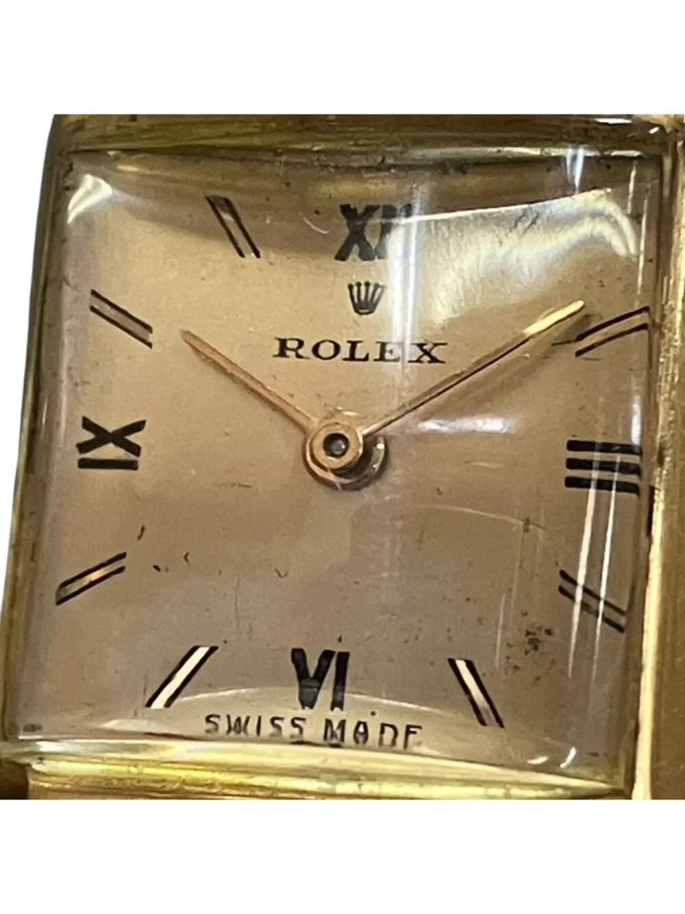 Rolex Precision Watch 18K Linen Hand Wound Gold Dial